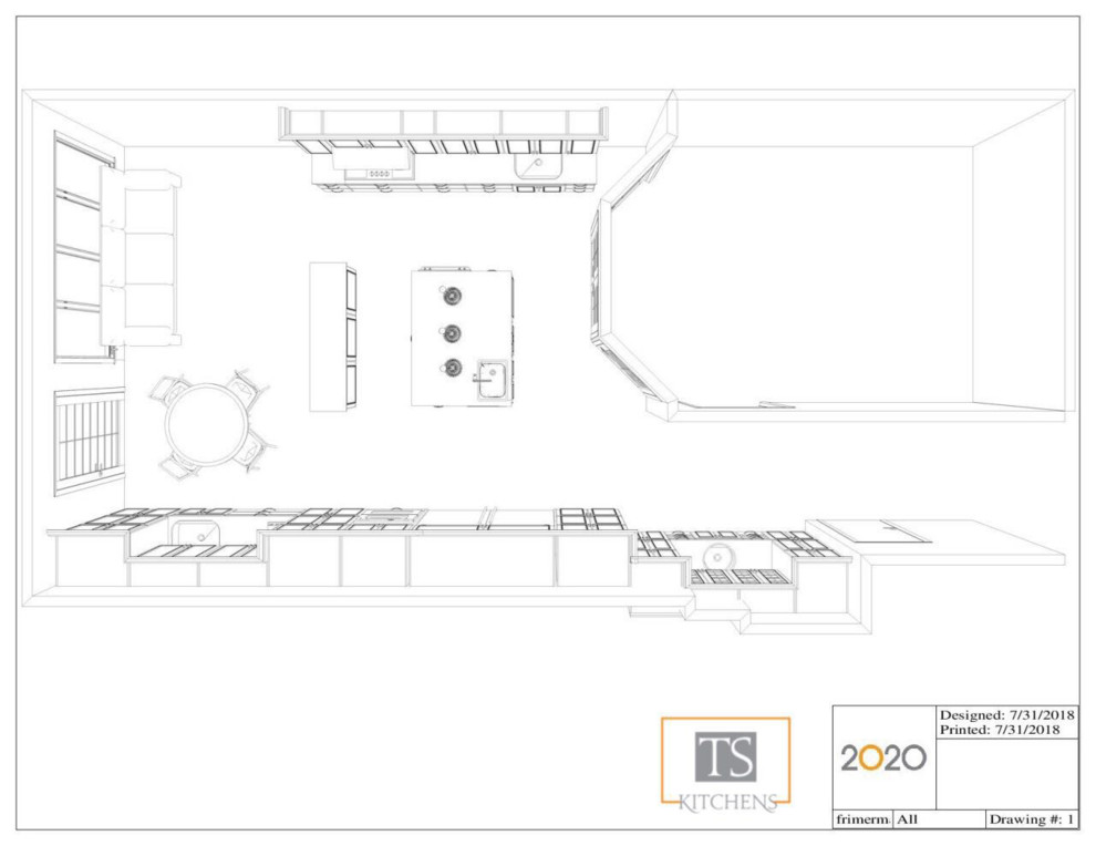 Kitchen & Family Room Layout 22'x18'