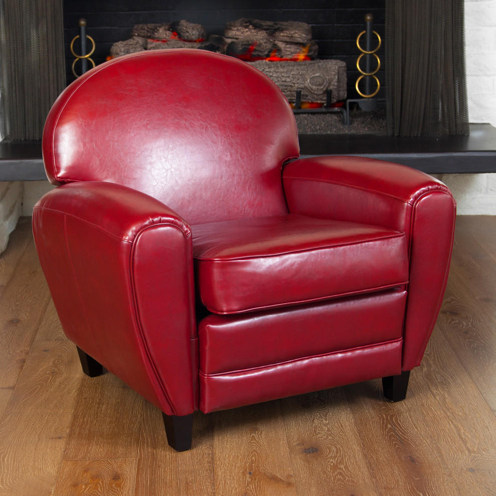 Christopher Knight Home Oversized Ruby Red Leather Club Chair
