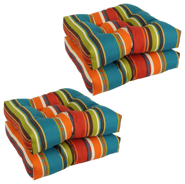 19" Squared Patterned Tufted Dining Chair Cushions, Set of 4, Westport