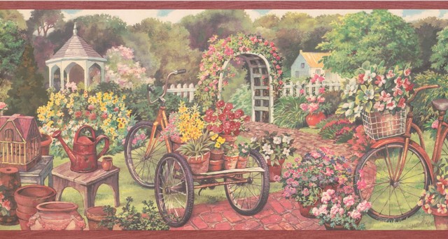 Garden Wallpaper Border Farmhouse Wallpaper By Designers Wallpaper Houzz