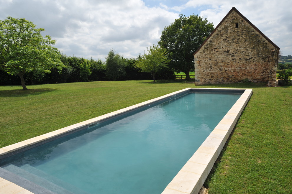 Design ideas for a large country rectangular lap pool in Paris.