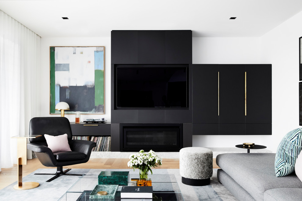 Photo of a contemporary living room in Newcastle - Maitland.
