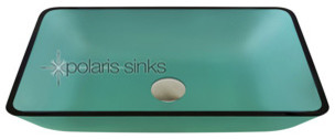 Polaris p046e Emerald Colored Glass Vessel Sink with Brushed Nickel Drain