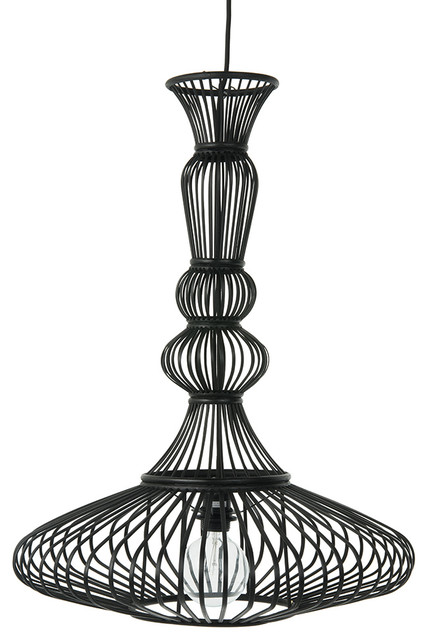 Bellona Bamboo Balluster Pendant Lamp, Black