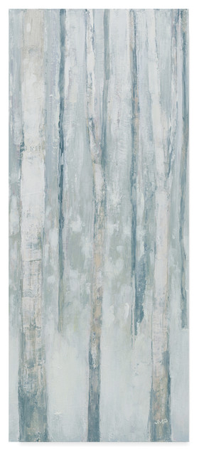 Julia Purinton 'Birches In Winter Blue Gray Panel Iii' Canvas Art, 14"x32"