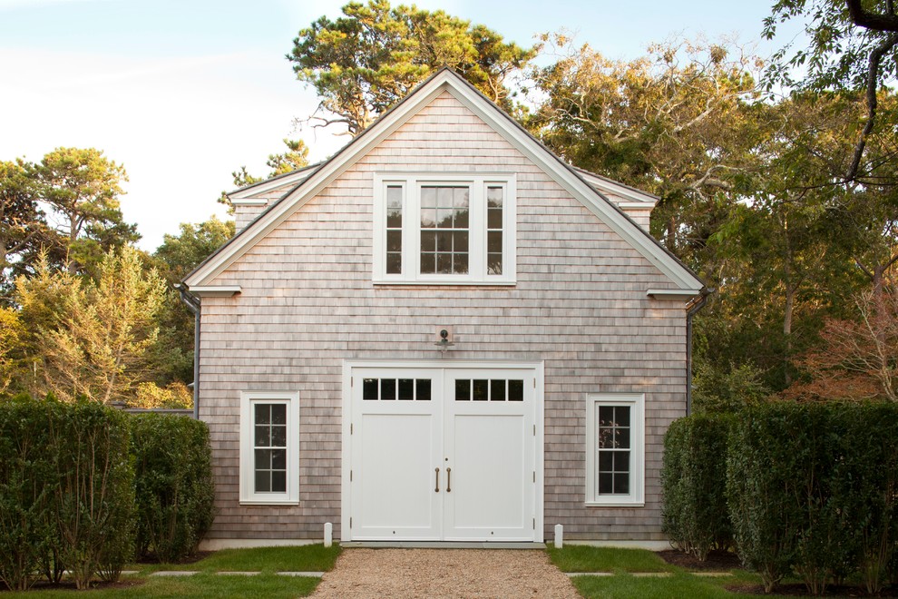 This is an example of a beach style detached garage in Boston.