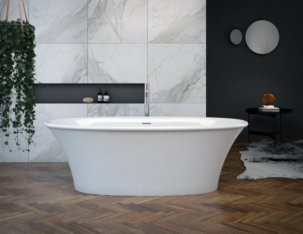 Inspiration for a mid-sized contemporary master freestanding bathtub remodel in Other
