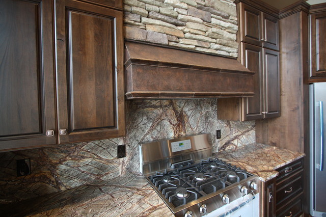 Forest Web Mahogany Marble Backsplash  Rustic  Kitchen  Cleveland  by Architectural Justice
