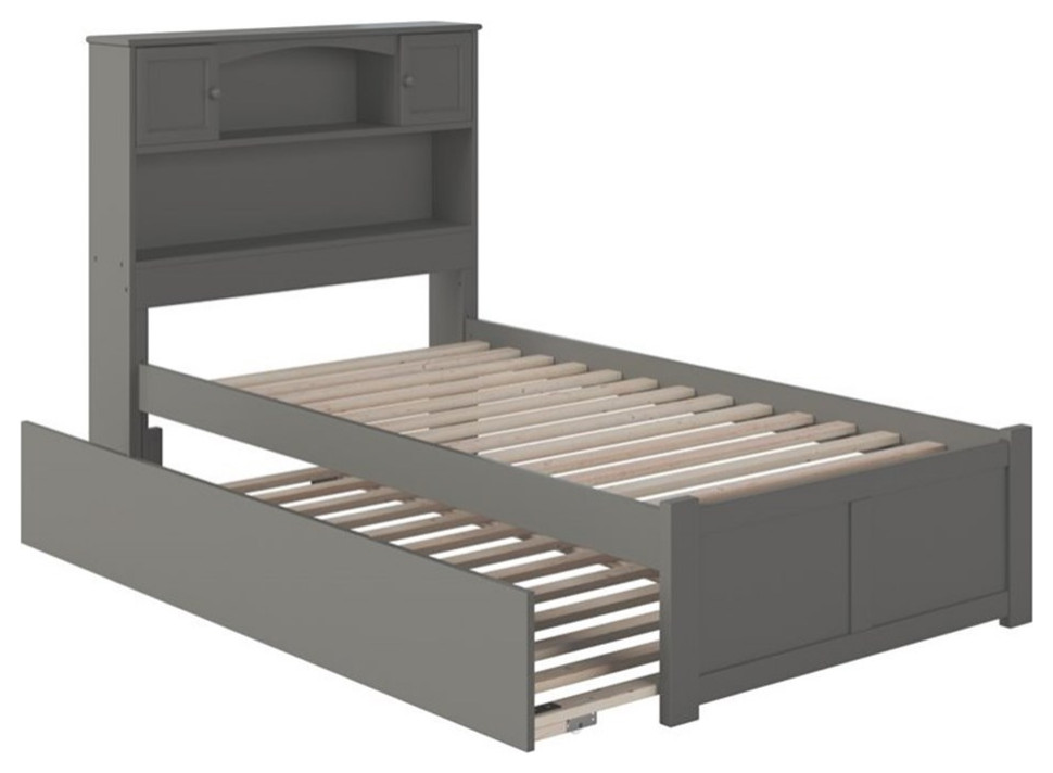 AFI Newport Twin XL Solid Wood Bed with Twin XL Trundle in Gray