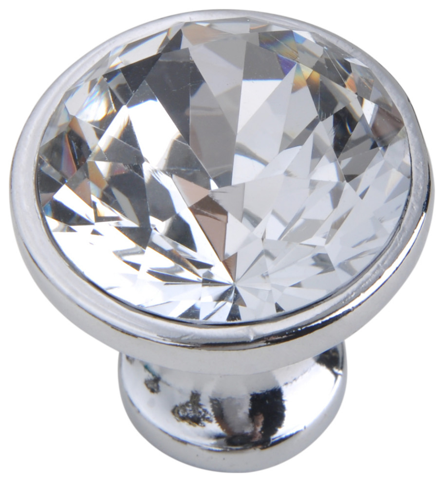Utopia Alley Gleam Crystal Cabinet Knob, 1.2" Diameter, Polished Chrome, 5 Pack