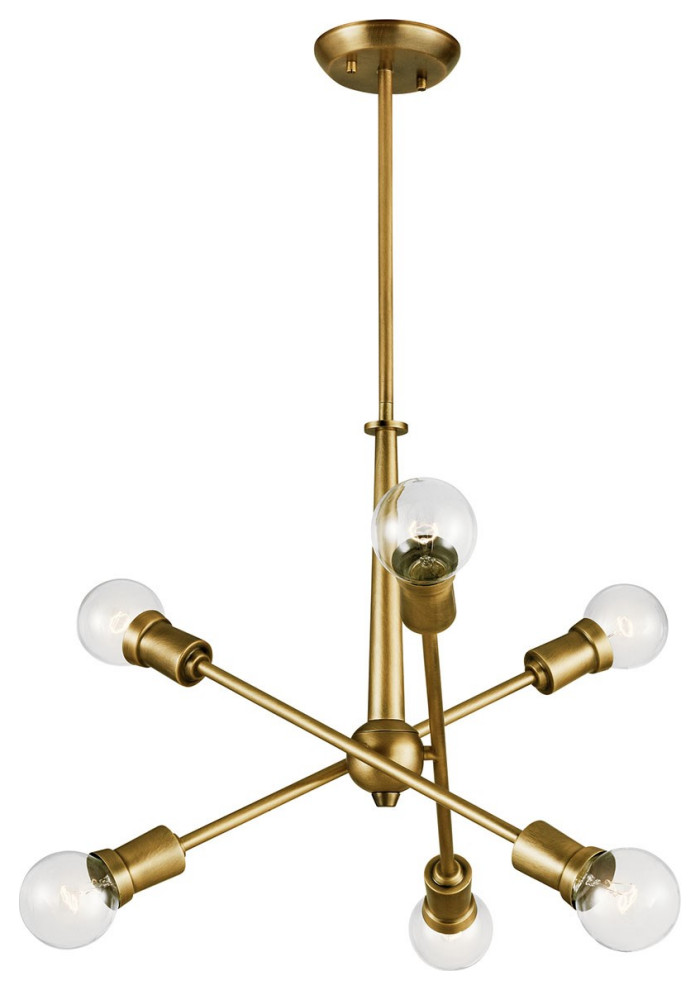 Armstrong 6-Light Chandelier Multi-Tier, Natural Brass