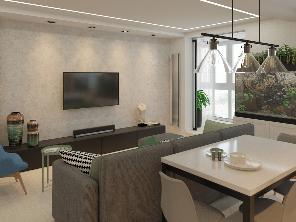 Светлая кварира с черными акцентами