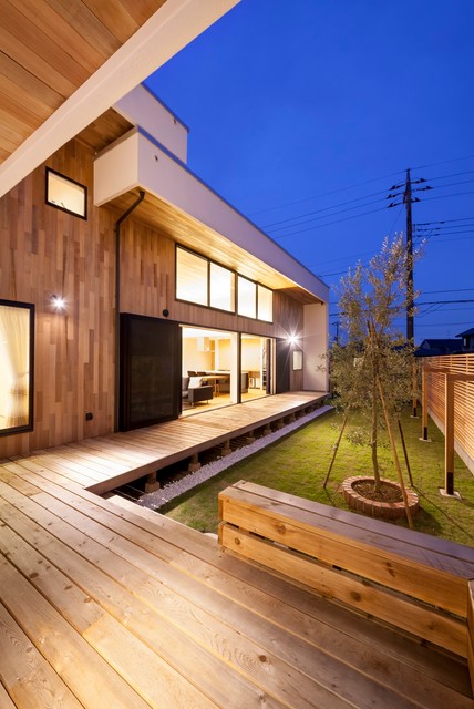 ナチュラルウッドデッキ L字型 千葉県夷隅郡大多喜町のYKKAPウッドデッキ施工例(リウッドデッキ 200※L