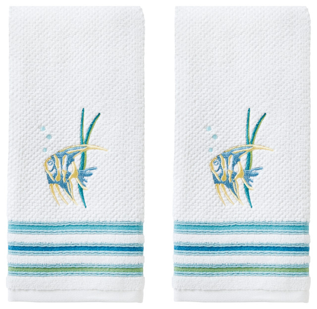 Ocean Watercolor Hand Towel, Set of 2, White