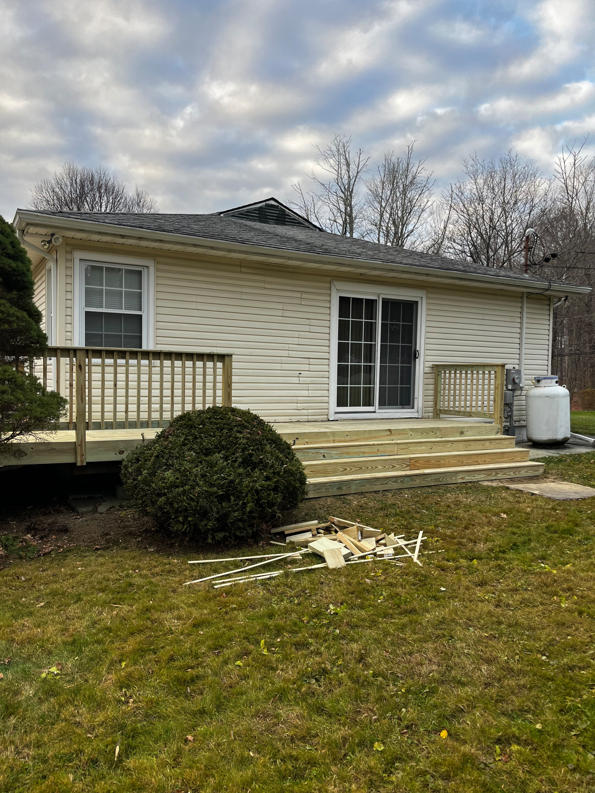 Pressure treated wood deck