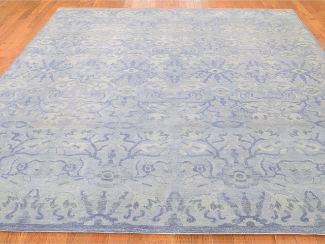 Pure Wool Hand Knotted Oriental Rug, Pale Blue Oriental Rug