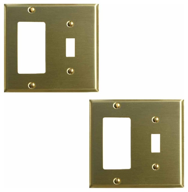 Renovator's Supply 2 Switchplate Brushed Brass GFI Toggle Switch