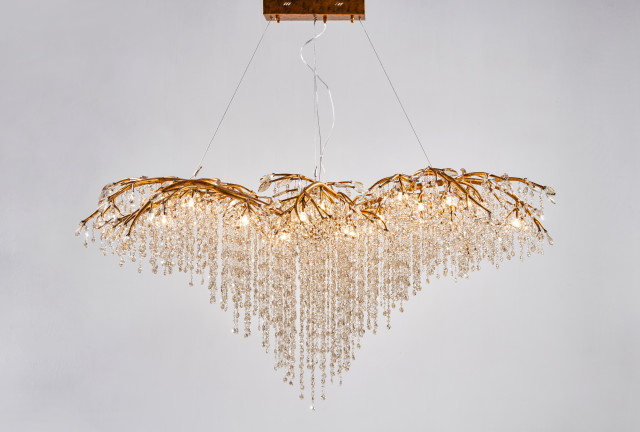 Branch Chandelier With Champagne Beaded Crystals - Contemporary -  Chandeliers - by Design Living | Houzz