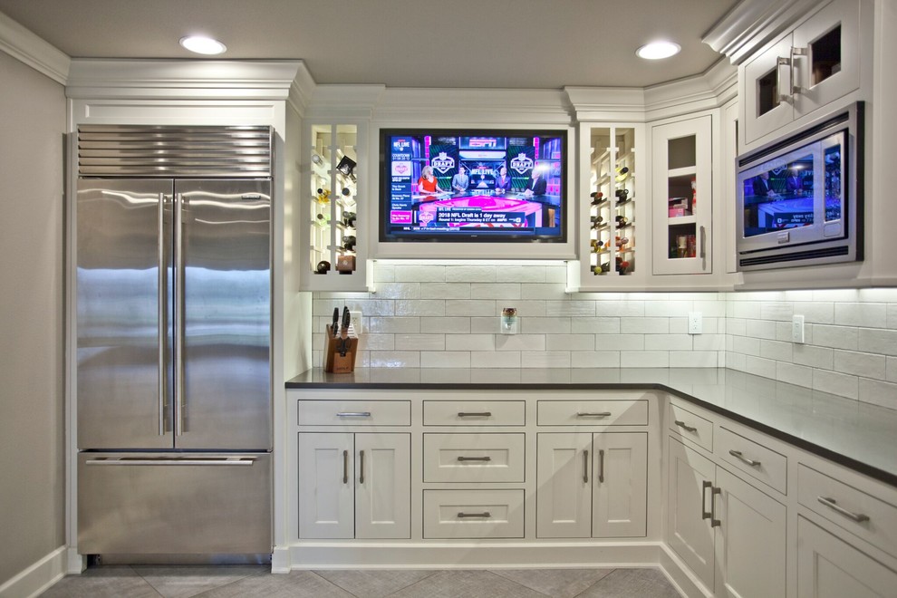 Design ideas for a transitional home bar in Other.