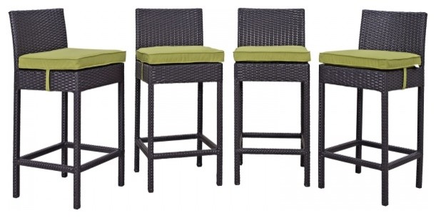 Convene Outdoor Wicker Rattan Pub Stools, Set of 4 ...