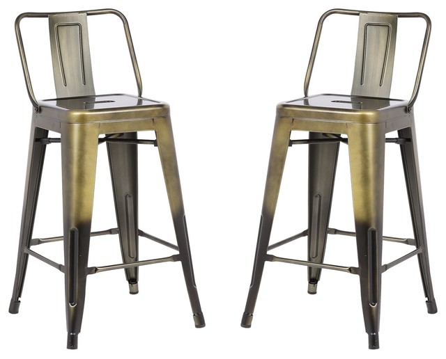 Winston Distressed Metal Bar Stools, Set of 2 Industrial Bar Stools And Counter Stools by