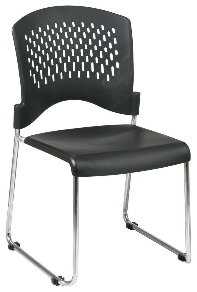 Sled Base Stack Chair with Plastic Seat and Back 30 Pack, Ships with Dolly