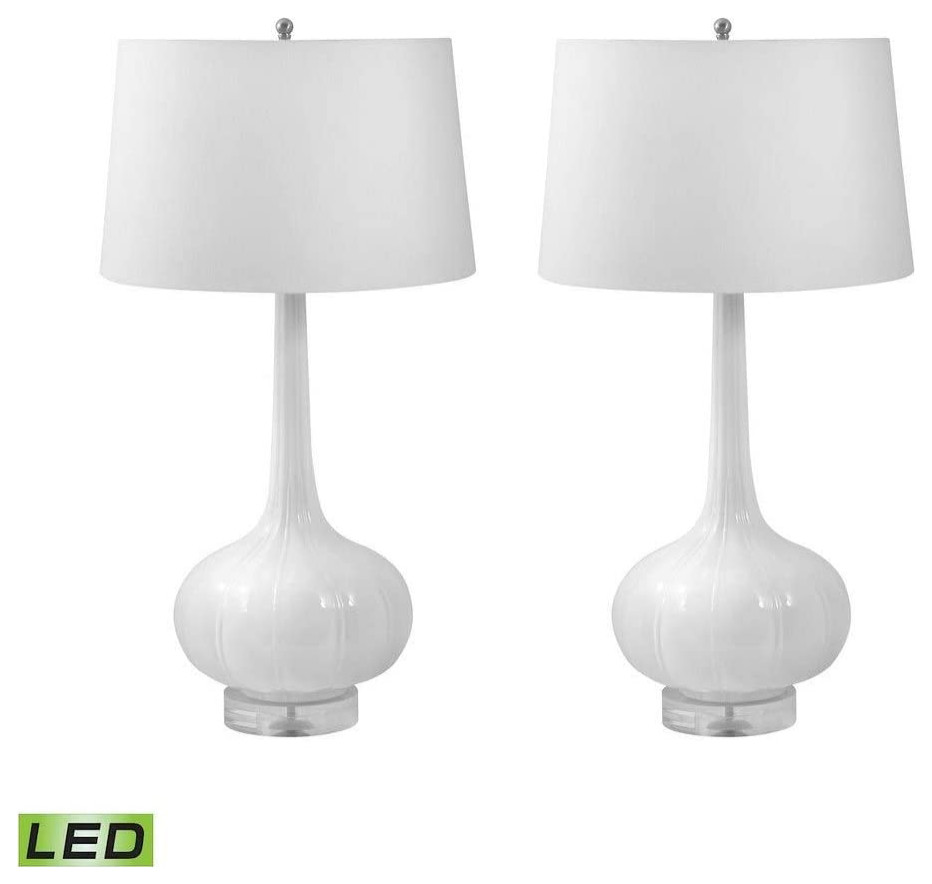 Dimond Lighting Del Mar Porcelain LED Table Lamp, White, Set of 2