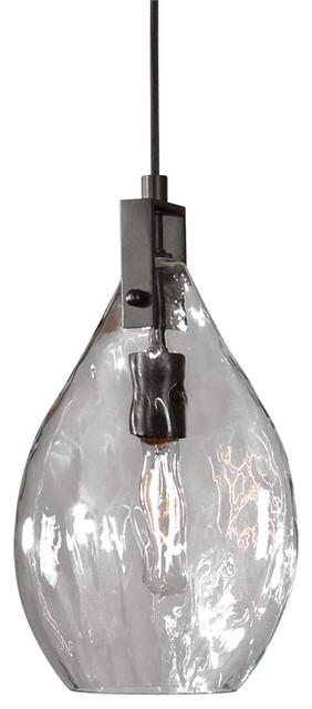 Campester 1-Light Watered Glass Mini Pendant By Designer Carolyn Kinder