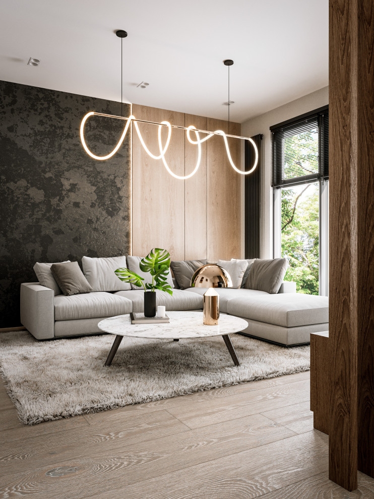 Дизайн-проект кухни-гостиной в современном стиле, г. Москва