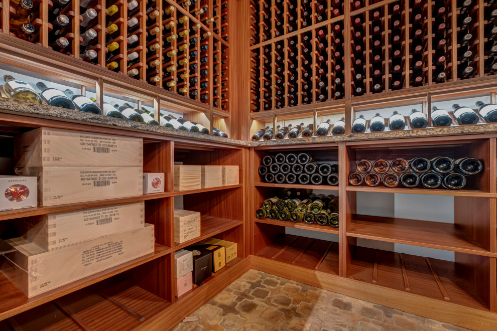 Media room converted into a unique 3,000 bottle wine cellar