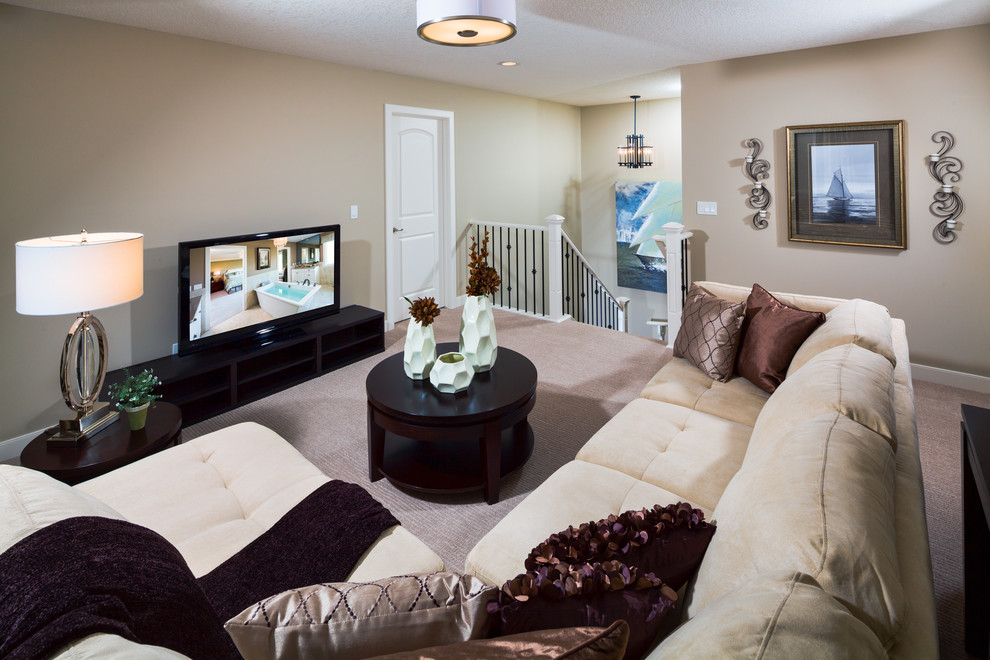 This is an example of a traditional family room in Calgary.