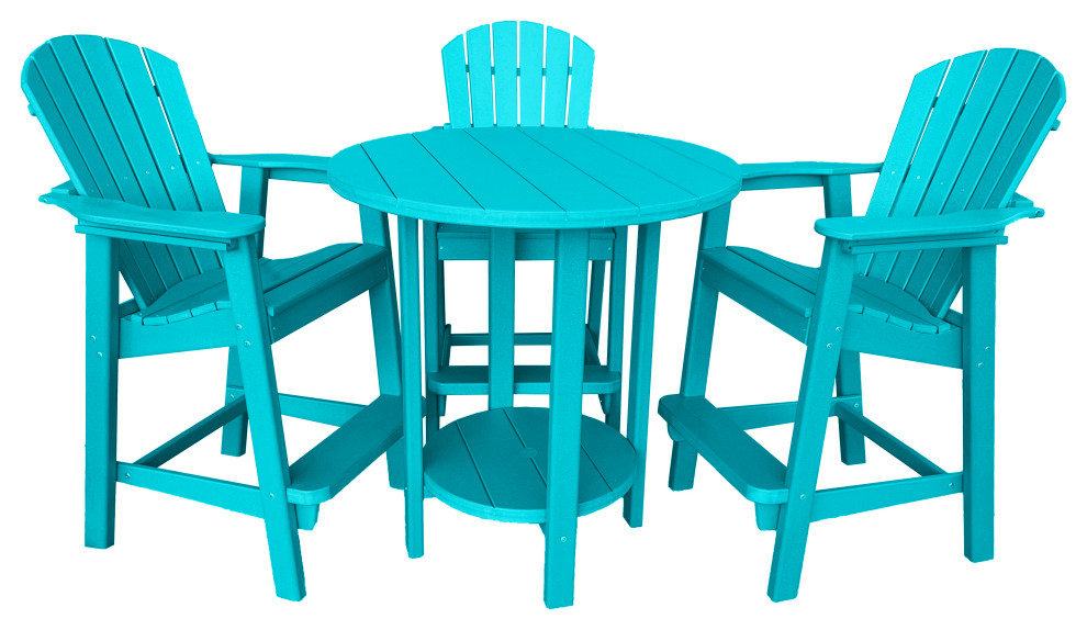 Phat Tommy Outdoor Pub Table Set, Bar Height Patio Dining Set, Teal
