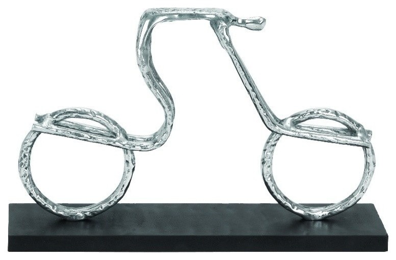 Contemporary aluminum cycle sculpture with full gloss appeal