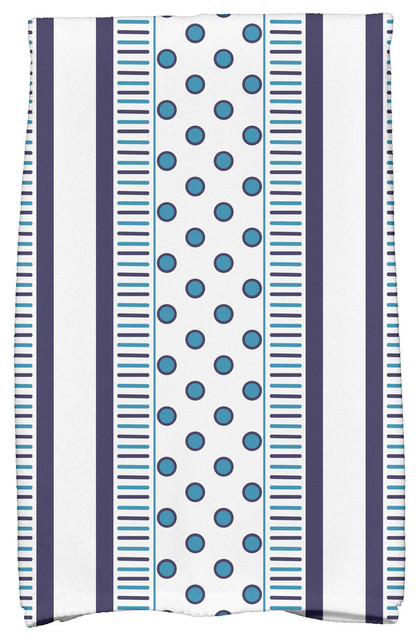 18"x30" Comb Dot Stripe Print Kitchen Towel, Navy Blue