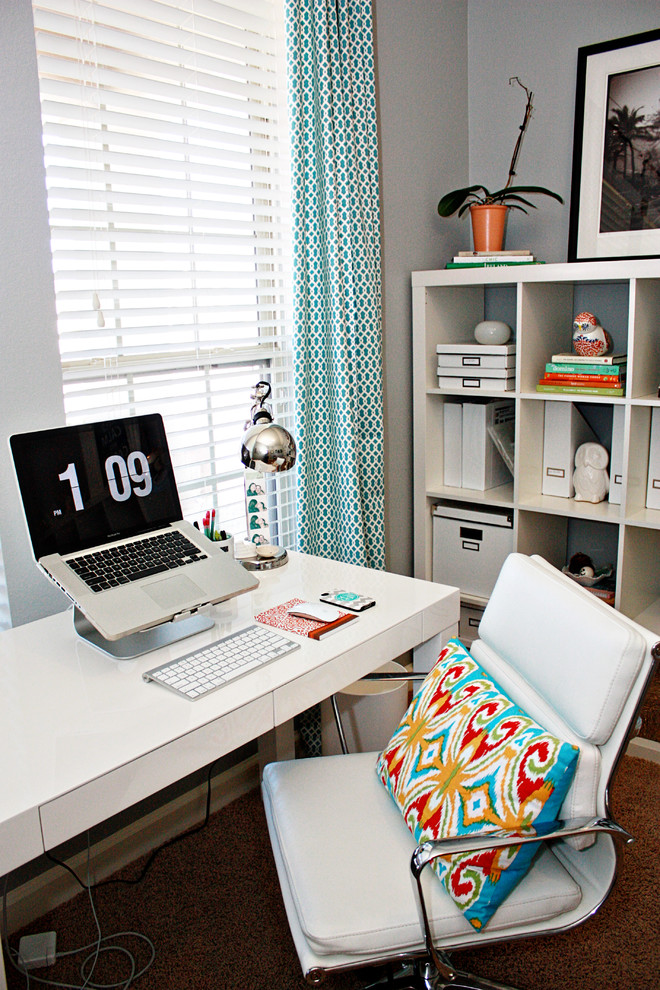 Inspiration for an eclectic home office in Houston.