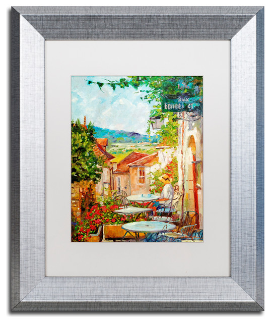 Glover 'Provence Cafe Morning' Art, Silver Frame, 11"x14", White Matte