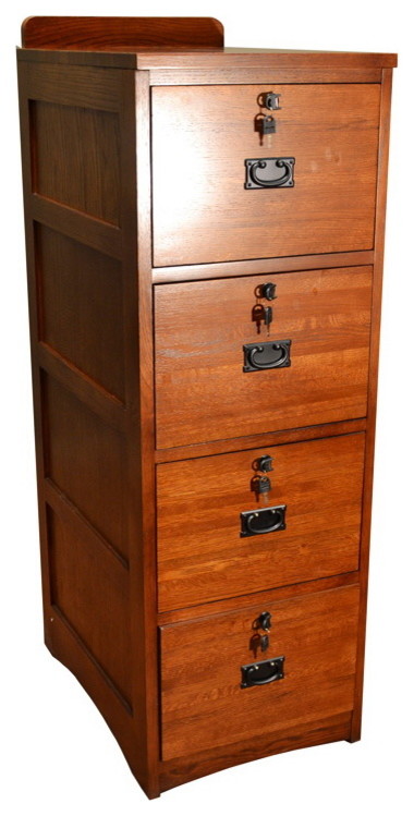 Mission Solid Oak 4 Drawer File Cabinet, Solid Oak Filing Cabinet 4 Drawer
