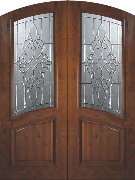 Prehung Double Door 96 Wood Alder Courtlandt Arch Top Arch Lite Glass