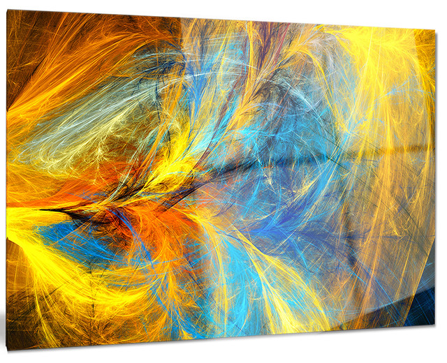 "Gold and Blue Psychedelic Pattern" Abstract Glossy Metal Wall Art, 28