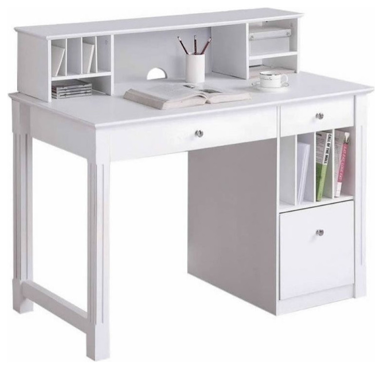 Bowery Hill Solid Wood Deluxe Computer Desk with Detachable Hutch in