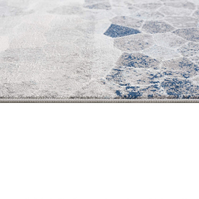 4' X 6' Navy Blue Cobblestone Pattern Area Rug - Contemporary - Area ...