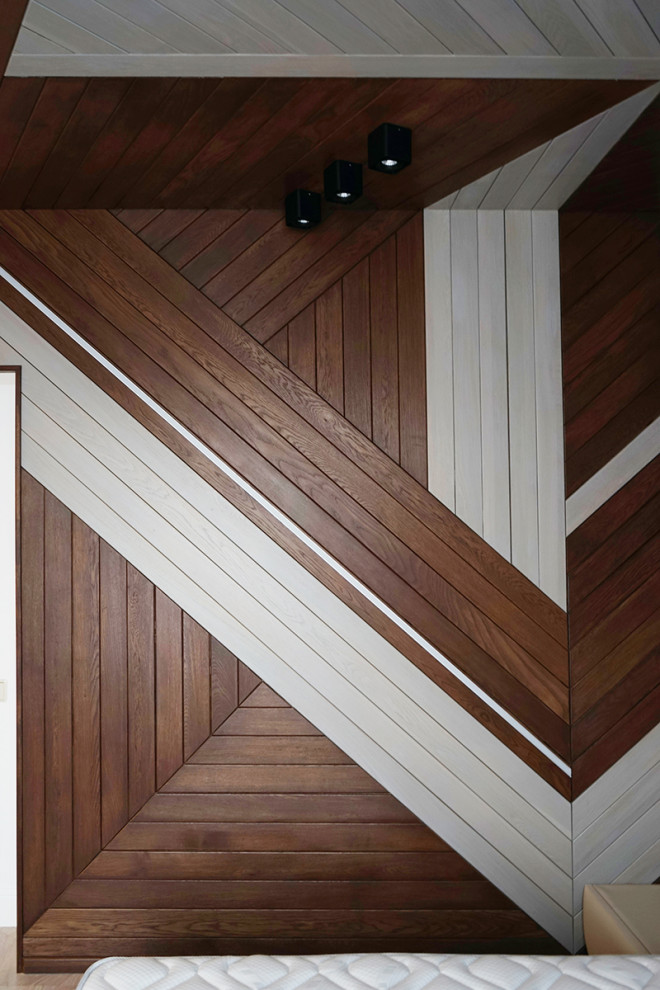 Фото готового интерьера. Второй этаж загородного дома, пространство спален в дом