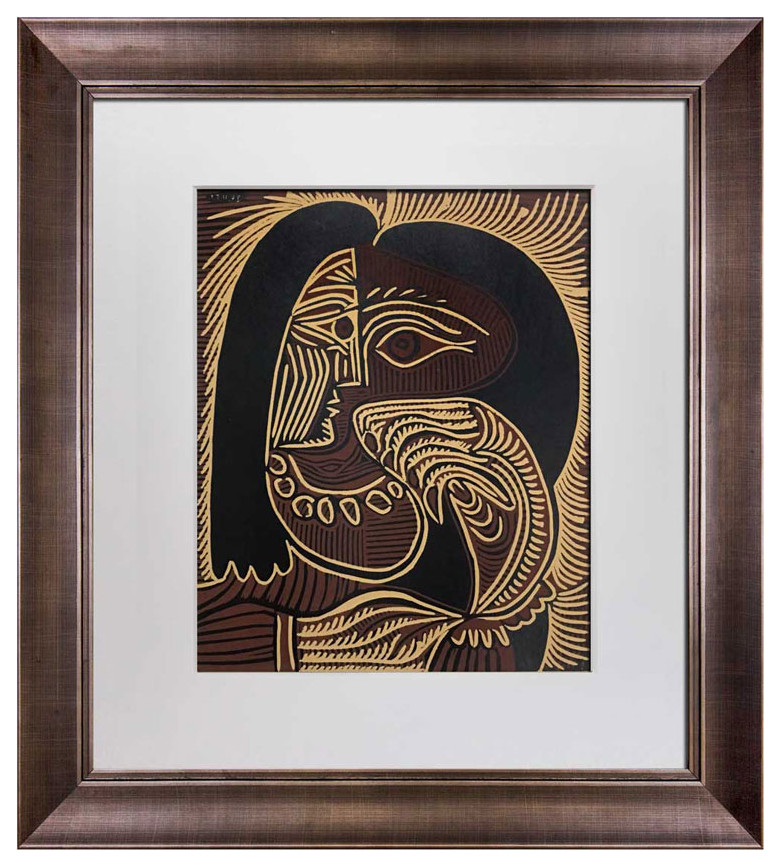 Pablo Picasso Linogravure Limited Edition "Femme au Collier” 1959 w/Frame