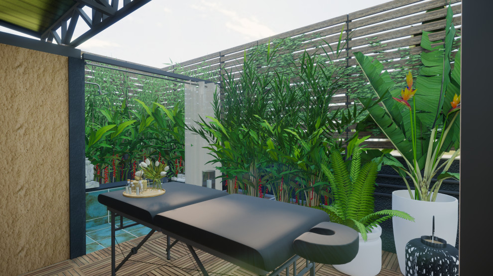 Photo of a tropical living room in Bengaluru.