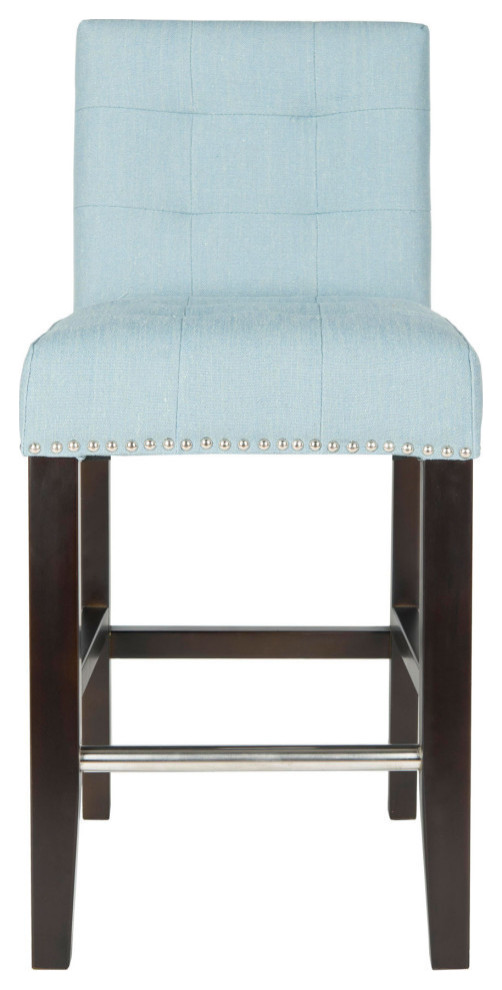 Cynthia Counter Stool, Sky Blue, Set of 2 Transitional Bar Stools