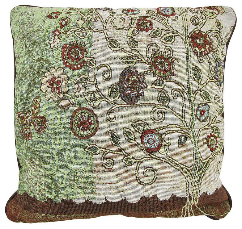 Gypsy Garden Floral Tapestry Throw Pillow 17 in.