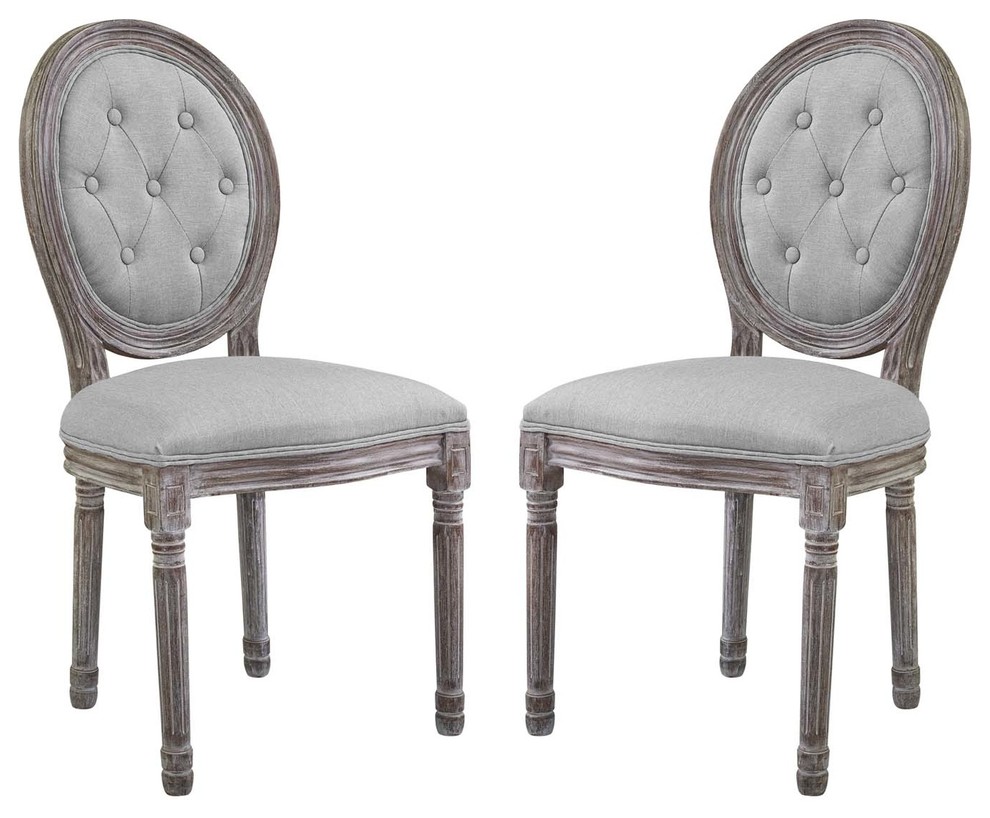 Arise Vintage French Upholstered Fabric Dining Side Chair Set of 2