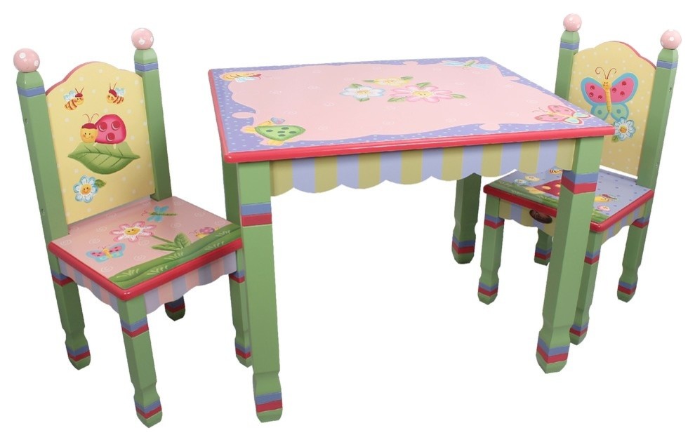 Fantasy Fields Hand Painted Magic Garden Table and Set of 2 Chairs
