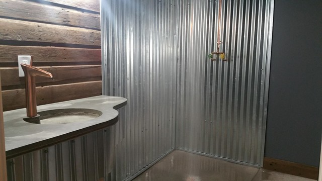 Bathroom Add-on- Open, Industrial Style Shower - Industrial - Minneapolis - by StoneTop Surfaces ...
