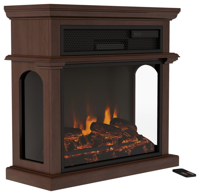 3 Sided Freestanding Electric Fireplace, Tennyson Electric Fireplace With Bookcases Ivory